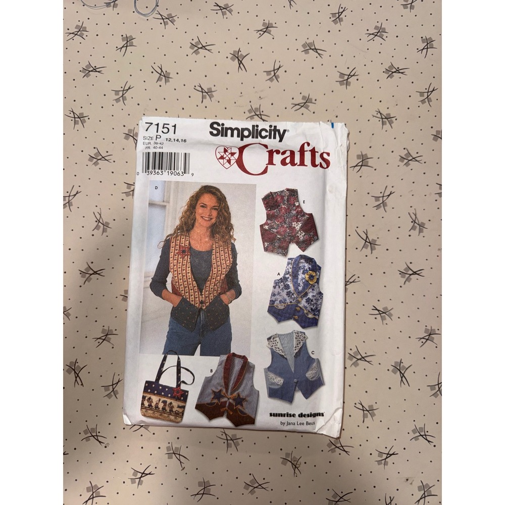 Simplicity 7151 Misses Vest and Bag Sewing Pattern Size 12-16 Jana Lee Beus 1996
